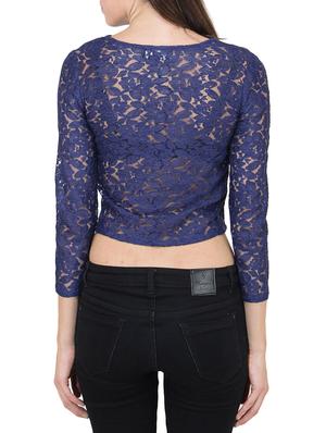 navy blue net laced crop jacket - 9737426 - Standard Image - 3
