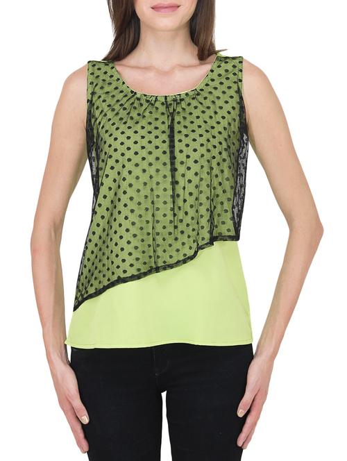 green and black georgette top - 9737437 - Standard Image - 1