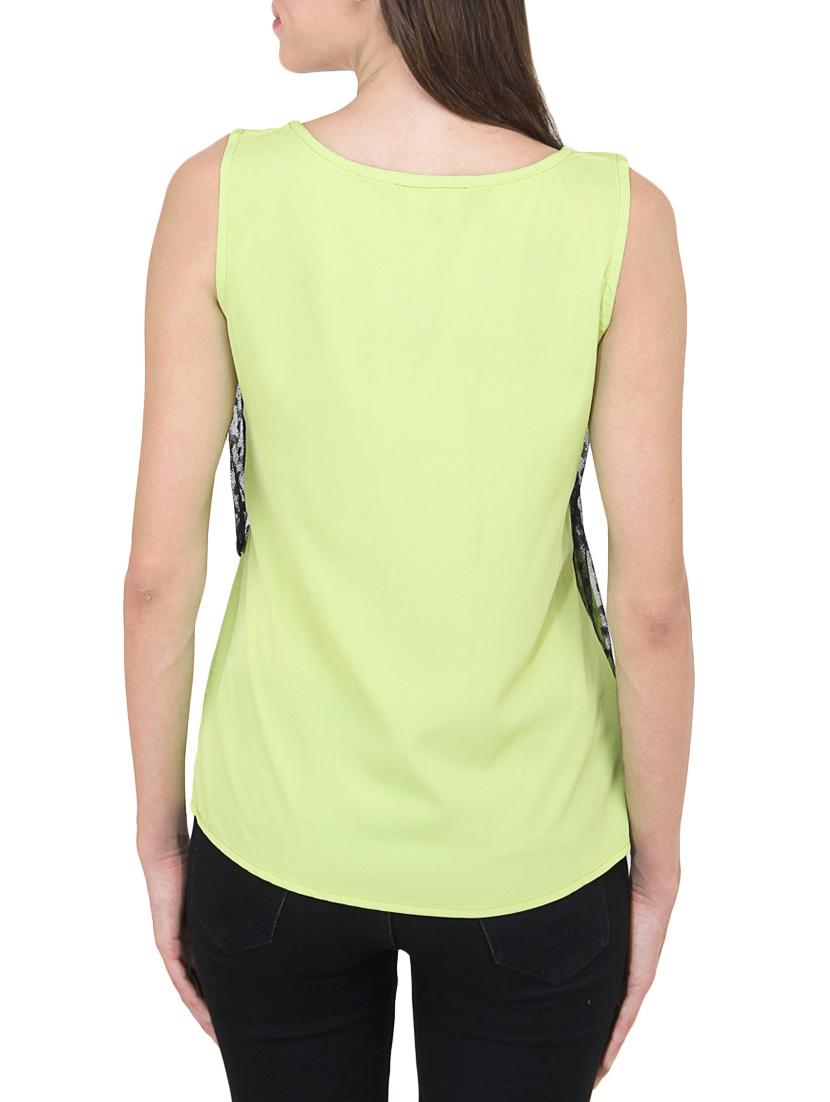 green and black georgette top - 9737437 - Zoom Image - 3