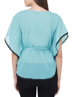 green georgette laced top - 9737454 - Standard Image - 3