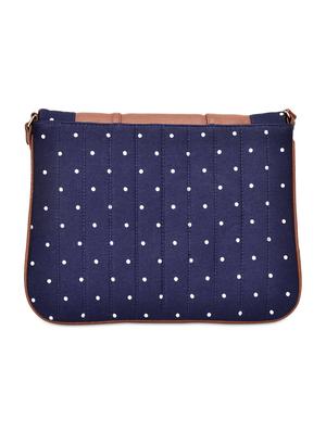 navy blue polka dotted textured sling bag - 9742770 - Standard Image - 6