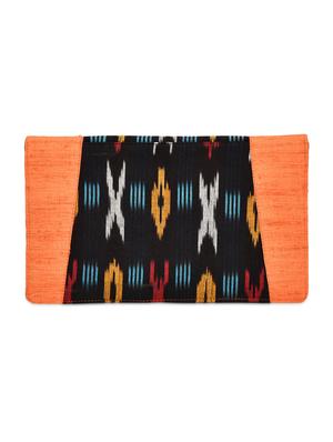 orange and black ikkat silk and cotton clutch - 9742793 - Standard Image - 6