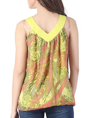 rust and yellow printed satin top - 9752215 - Standard Image - 3