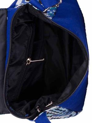 blue and white canvas printed slingbag - 9767196 - Standard Image - 3