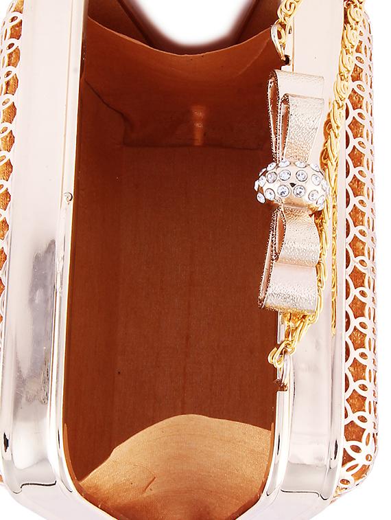 gold metal & velvet cluch - 9768594 - Zoom Image - 3