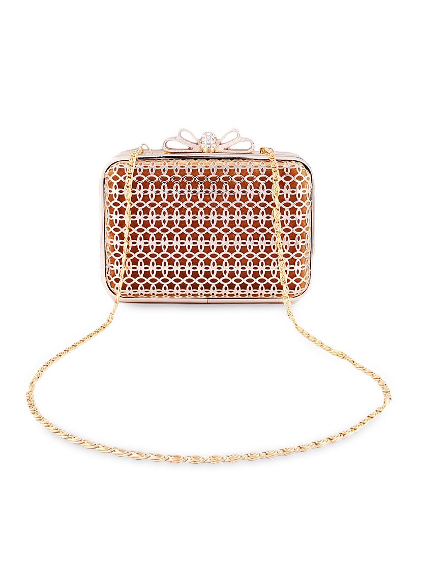gold metal & velvet cluch - 9768594 - Zoom Image - 6