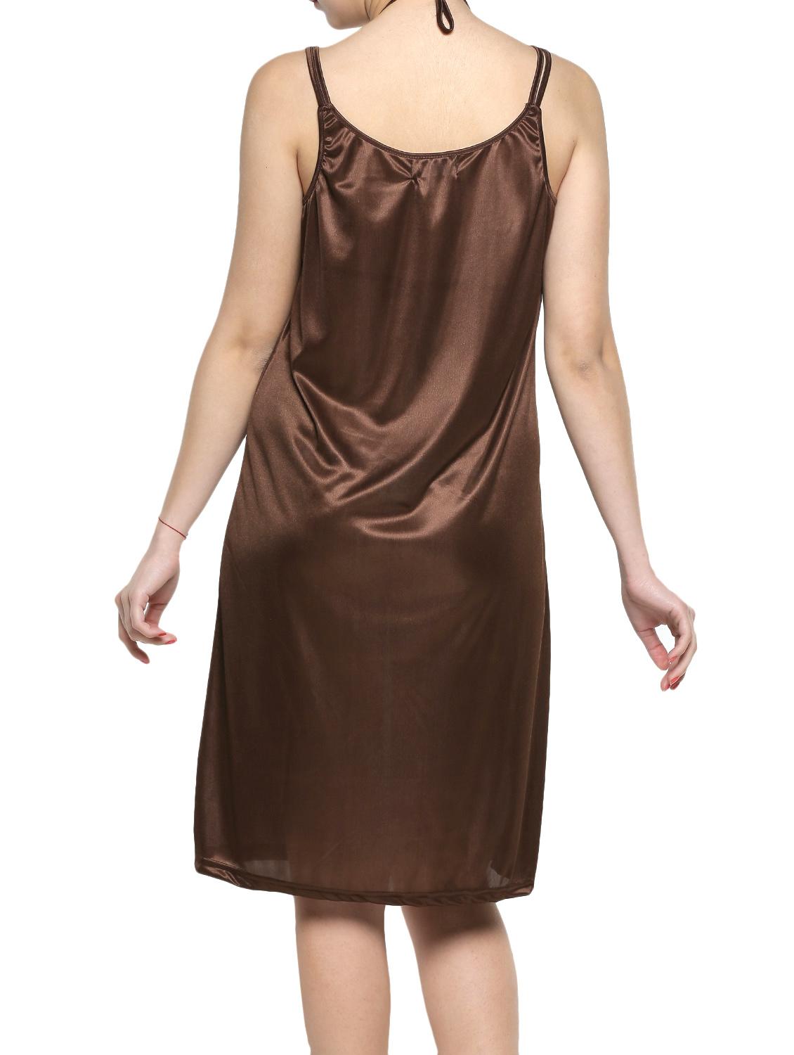 solid brown satin nightwear with bikini - 977625 - Zoom Image - 3