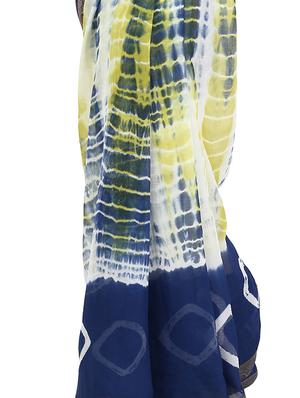 white & blue Chiffon Saree - 9776918 - Standard Image - 3