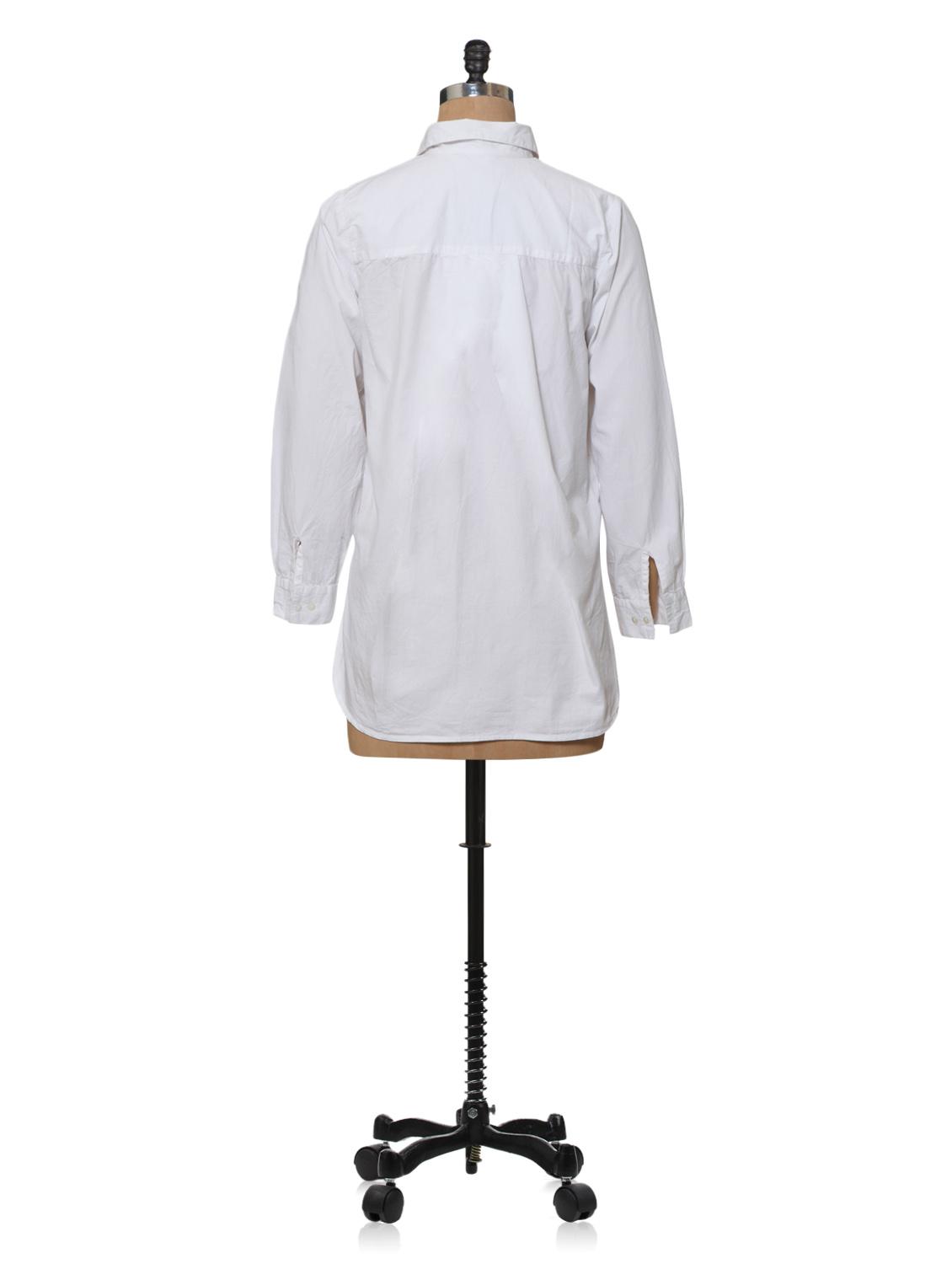 white asymmetric cotton shirt - 977801 - Zoom Image - 3
