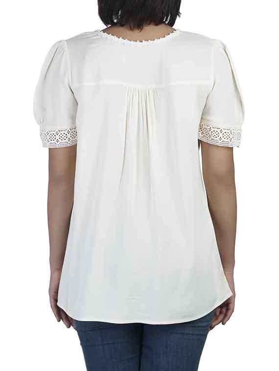 lace detail gathered yoke top - 9792175 - Zoom Image - 3