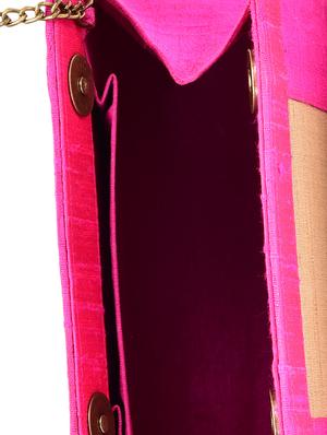 fuchsia and gold silk clutch - 9792245 - Standard Image - 3