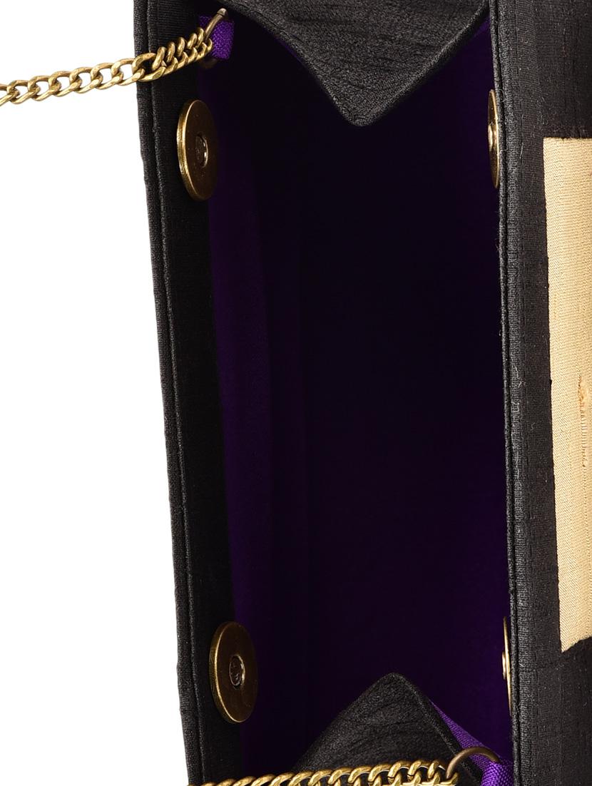 black and gold silk sling bag - 9792248 - Zoom Image - 3