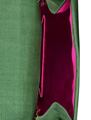 bottle green brocade silk sling bag - 9792258 - Standard Image - 3