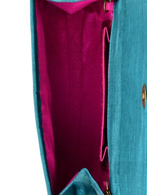 aqua blue brocade silk clutch - 9792260 - Standard Image - 3