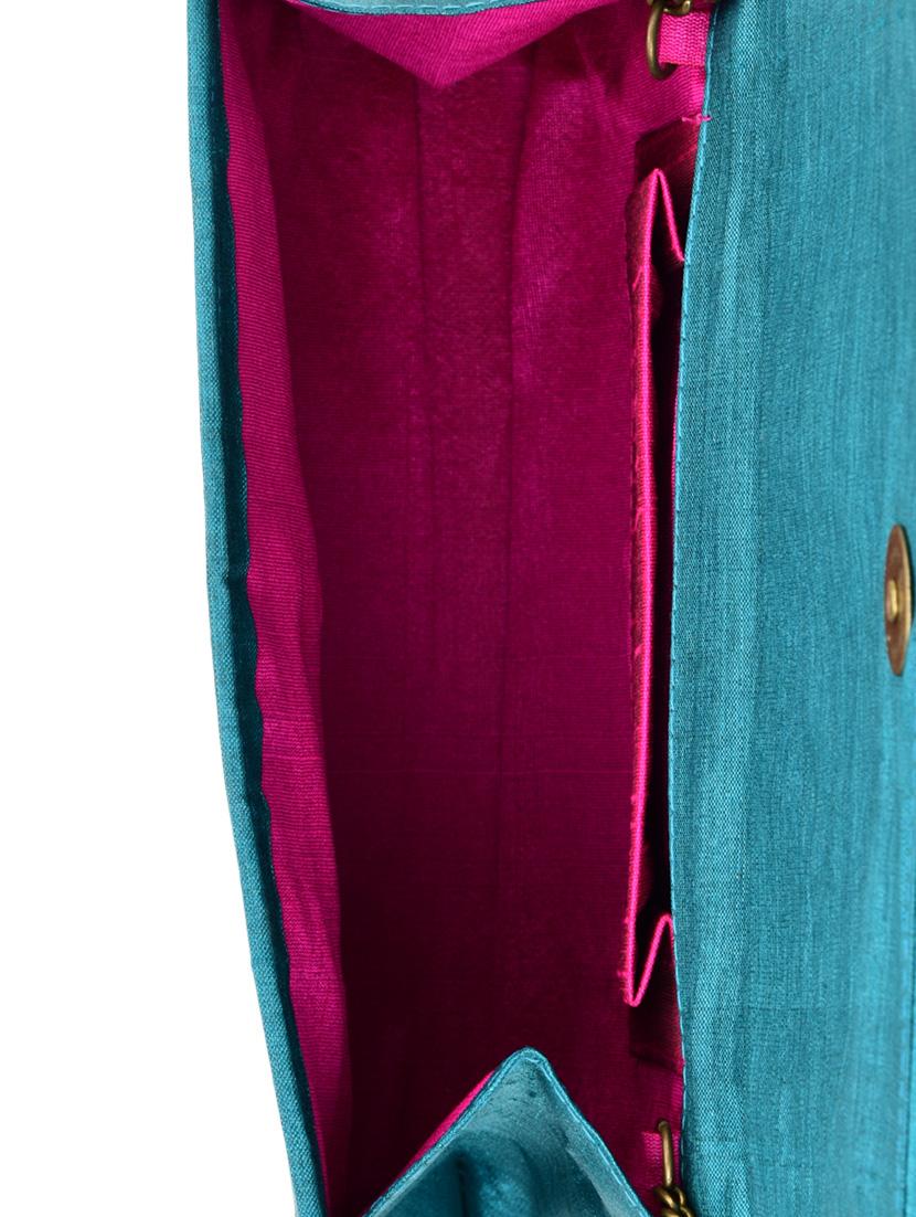 aqua blue brocade silk clutch - 9792260 - Zoom Image - 3