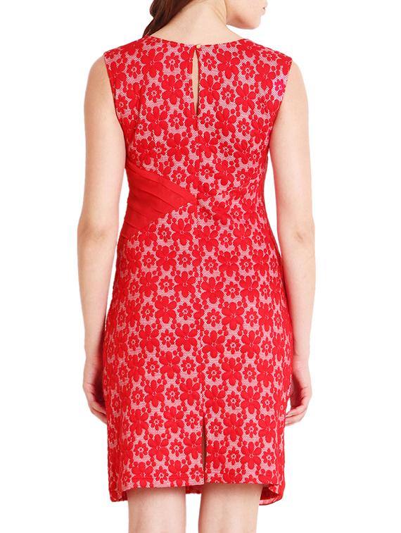 red georgette layered dress - 9794905 - Zoom Image - 3