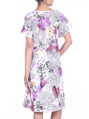 white butterfly and birds printed cotton dress - 9797142 - Standard Image - 3