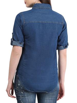 navy blue denim shirt - 9804885 - Standard Image - 3