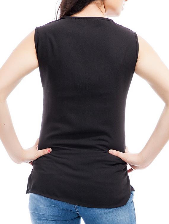 side slit sleeveless solid top - 9807103 - Zoom Image - 3