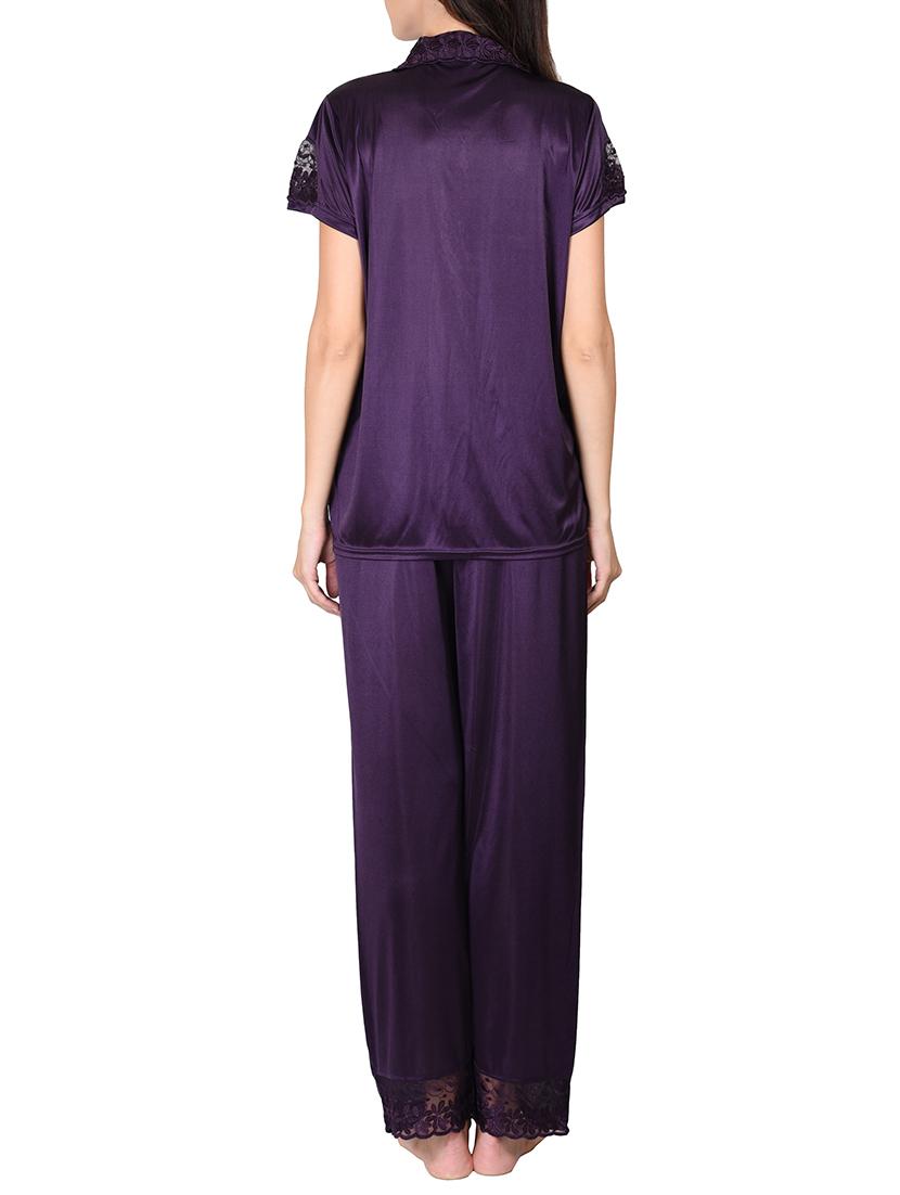 dark purple poly satin nightwear - 9813260 - Zoom Image - 3