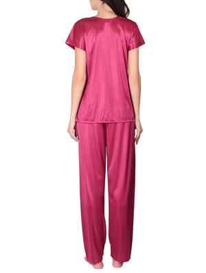 magenta poly satin nightwear - 9813267 - Standard Image - 3