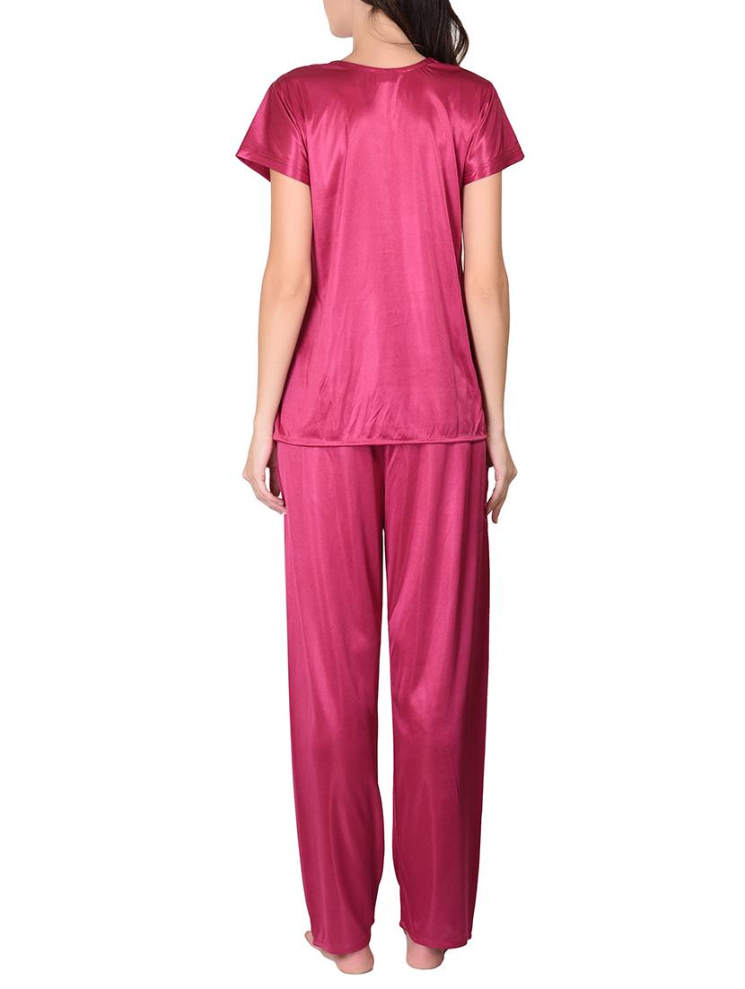 magenta poly satin nightwear - 9813267 - Zoom Image - 3