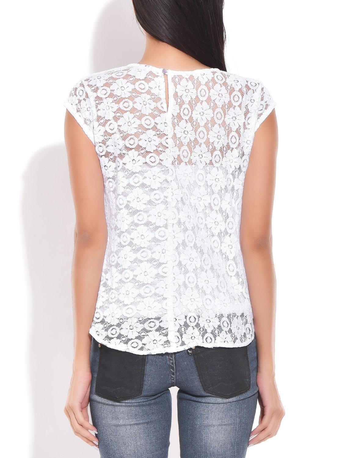 white colored, Lace Top - 9822135 - Zoom Image - 3
