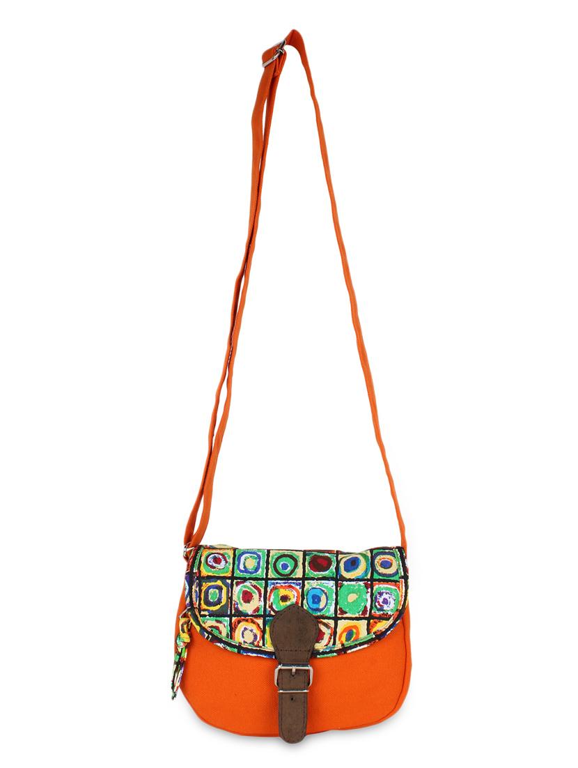 orange printed canvas sling bag - 9840864 - Zoom Image - 6