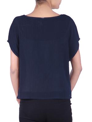 navy blue color cotton top - 9861147 - Standard Image - 3