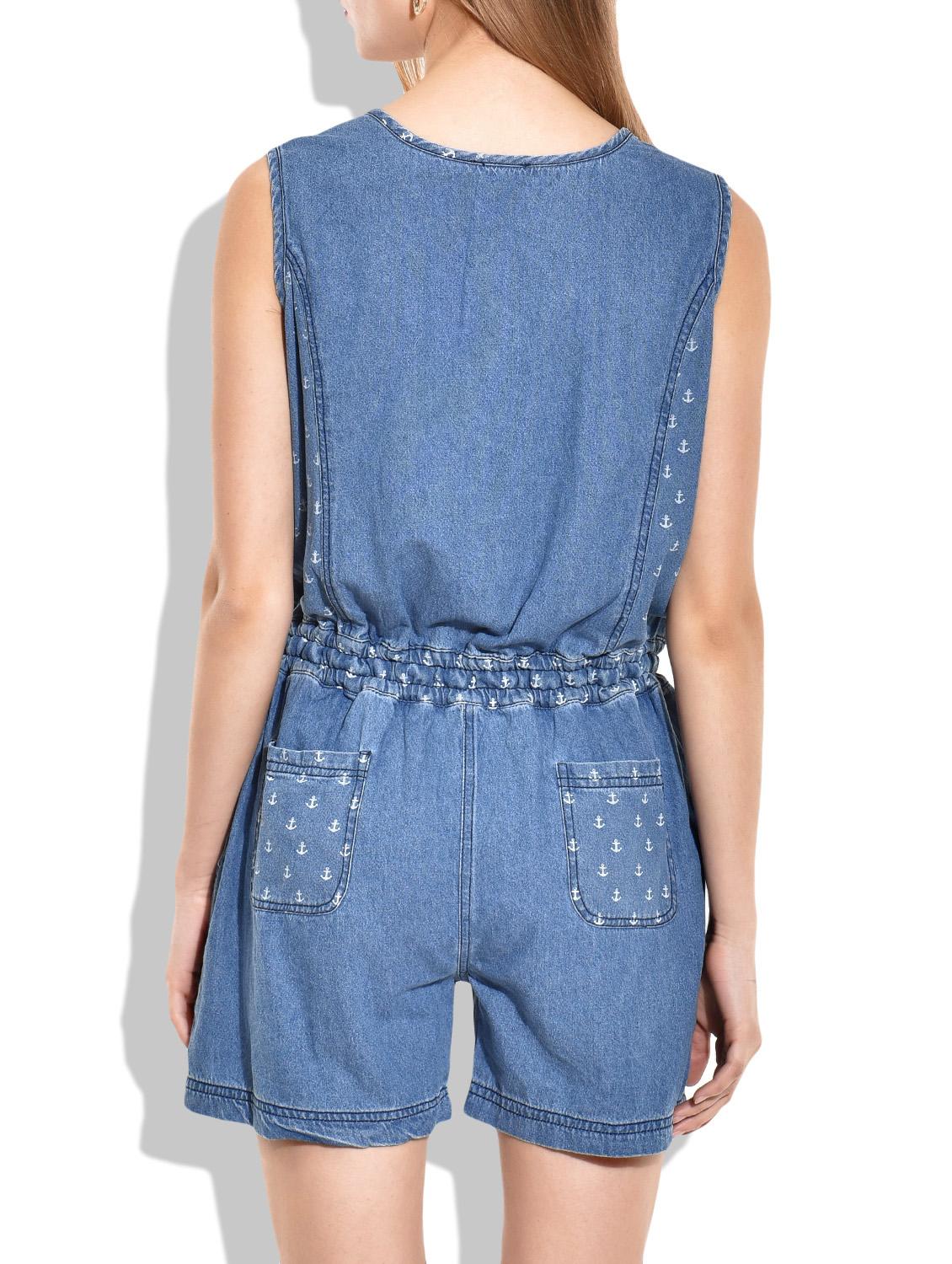 blue cotton jumpsuit - 9899935 - Zoom Image - 3
