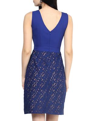 the vanca royal blue floral lace detailed sheath dress - 9932794 - Standard Image - 3