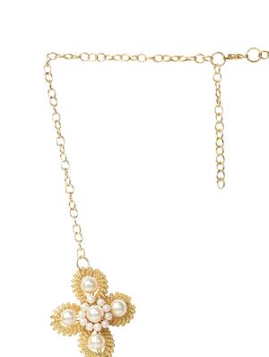 flower design in gold metal alloy necklace - 993915 - Standard Image - 3
