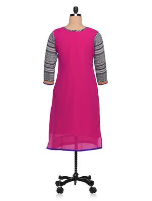 pink georgette straight kurta - 994151 - Standard Image - 3