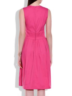 pink cotton lycra pleated dress - 9949090 - Standard Image - 3