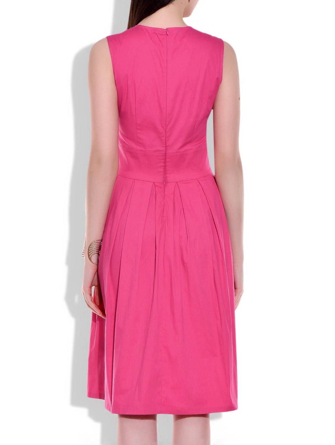 pink cotton lycra pleated dress - 9949090 - Zoom Image - 3