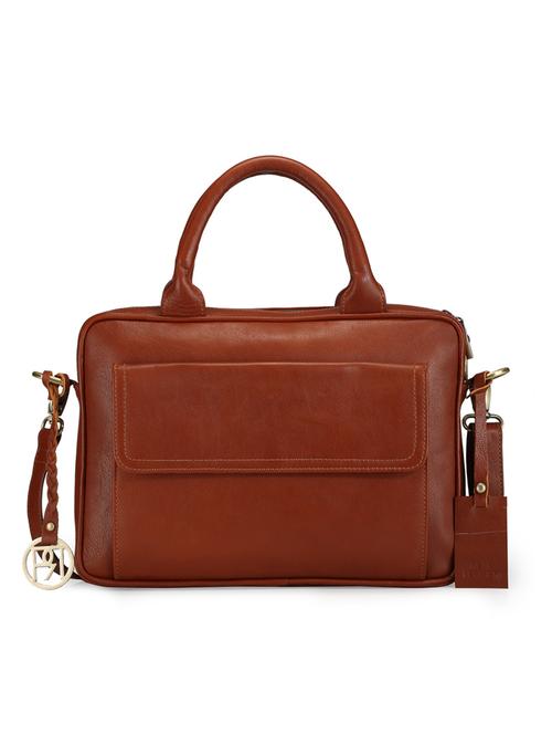 Brown pure leather laptop bag - 9963750 - Very Small Image - 1