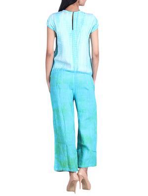 Sky blue printed embellished jumpsuit - 9973668 - Standard Image - 3