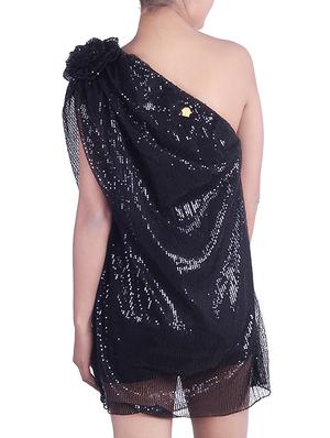 single shoulder flower detail sequins dress - 9973736 - Standard Image - 3
