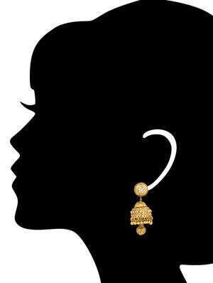 golden metal alloy earring - 9999939 - Standard Image - 3