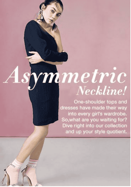 asymmetric neckline 