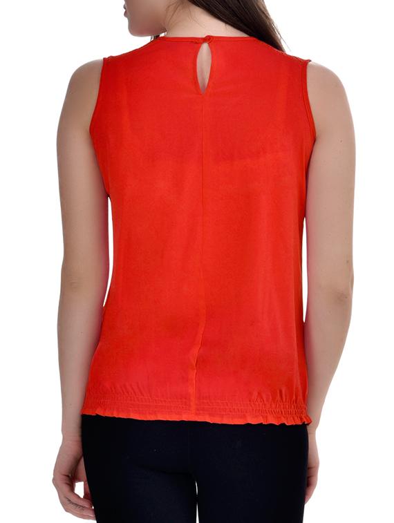 red poly crepe top. - 10010149 - Standard Image - 2