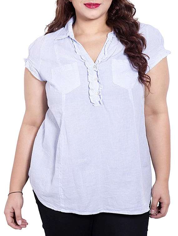 sky blue colored cotton top with gathers
