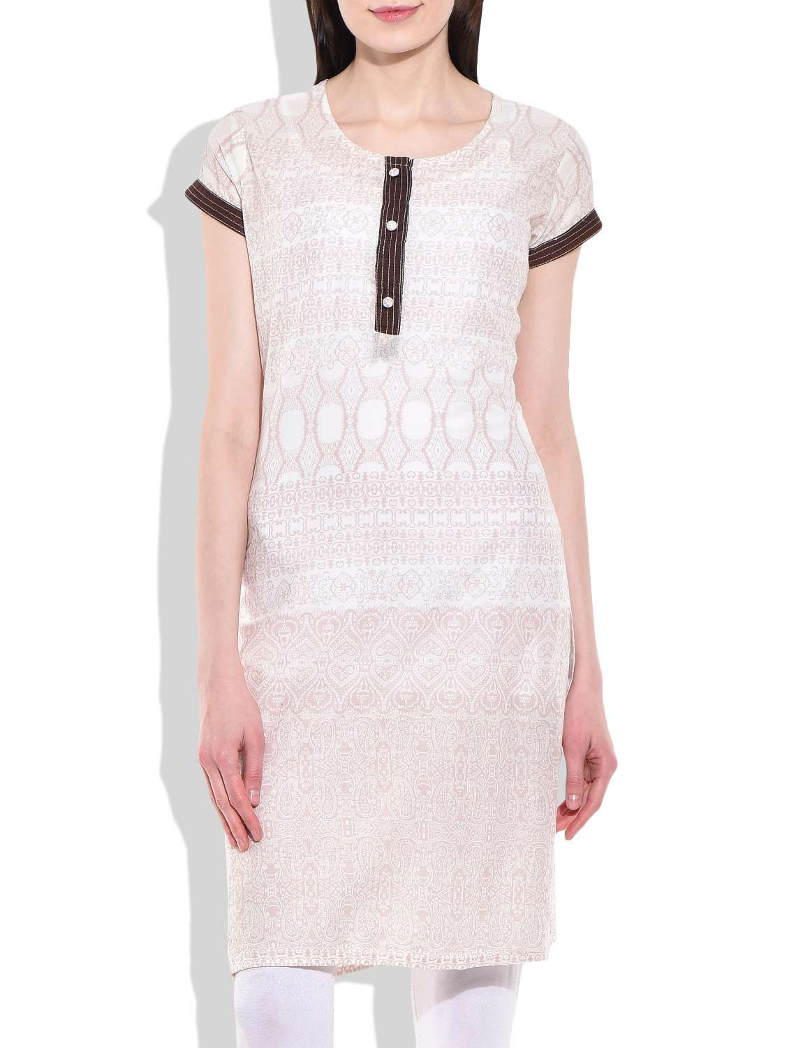 beige cotton straight kurta