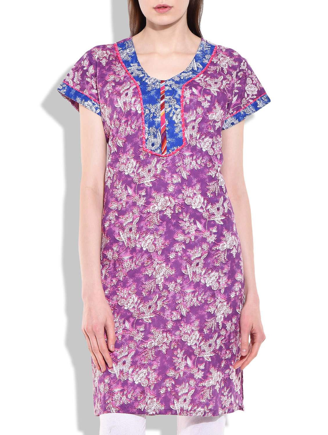 purple cotton straight kurta