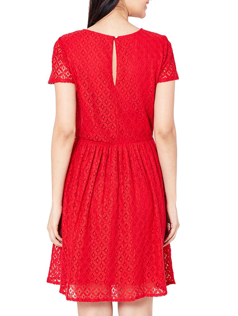 the vanca red nylon lace skater dress - 10016795 - Standard Image - 2