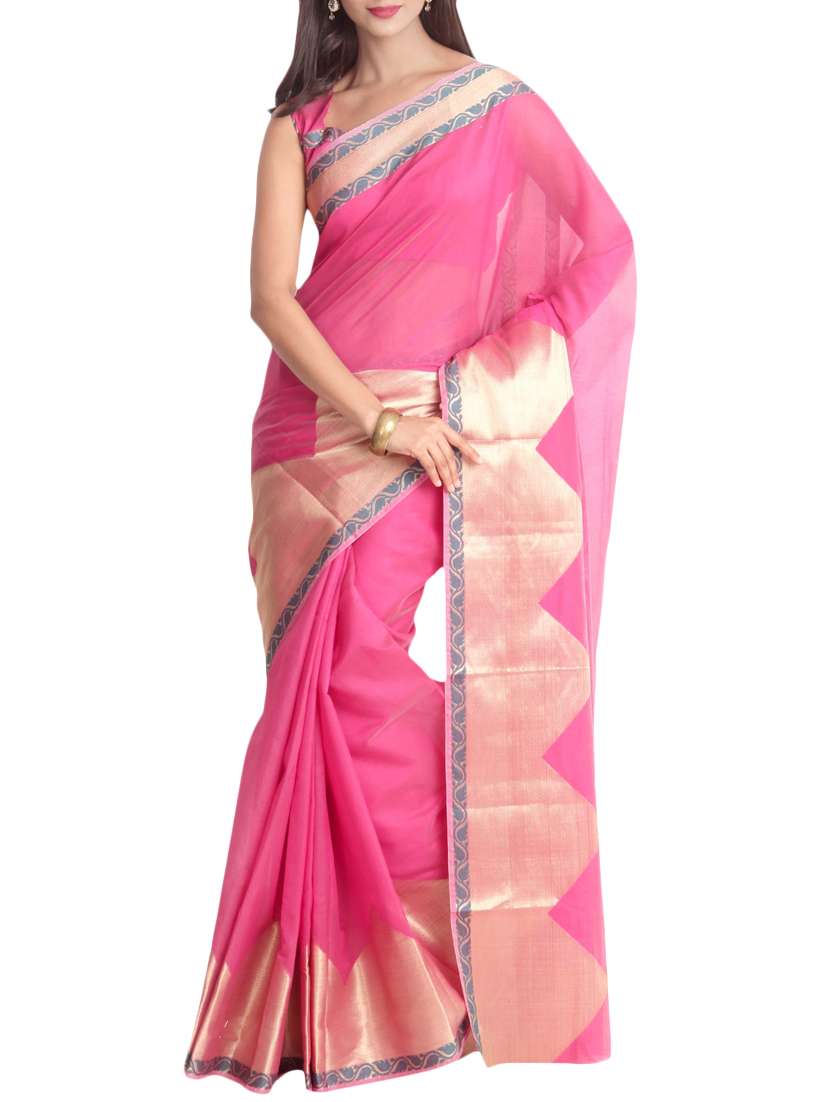 kasturi-b pink banarasi silk cotton sari