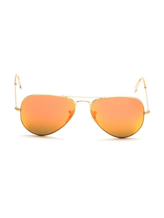 superdeals golden frame & orange glass aviator sunglasses for men & women