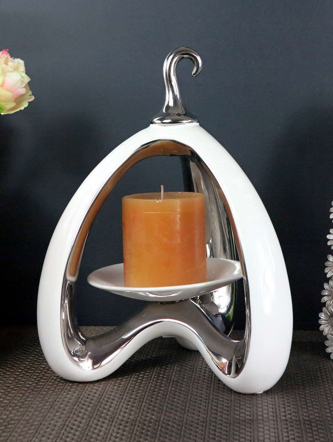 white ceramic hanging candle holder