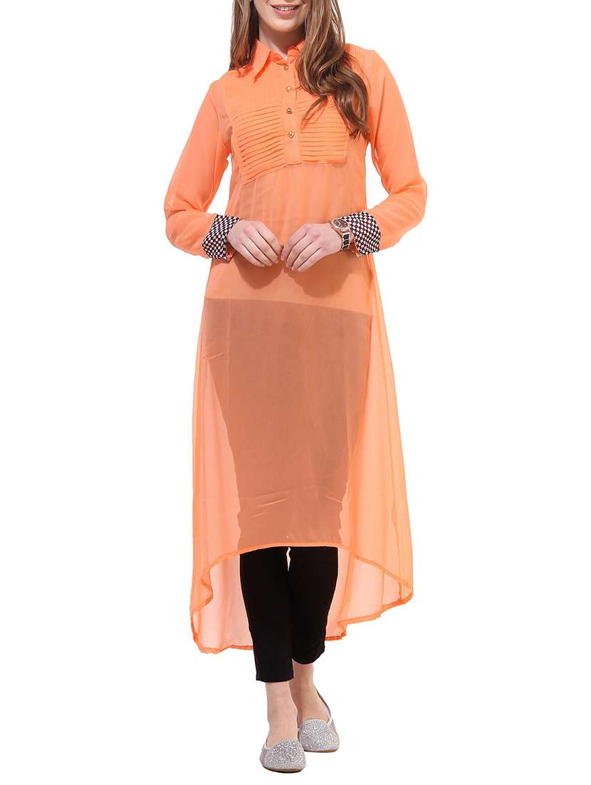 orange georgette kurta