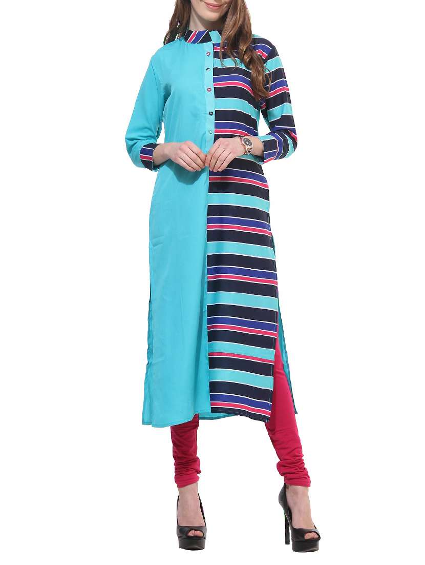 blue crepe straight kurta